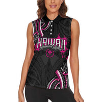 Traditional Art Hawaiian Kakau Tattoos Women Sleeveless Polo Shirt Pink Color LT03 - Polynesian Pride
