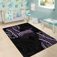 Traditional Art Hawaiian Kakau Tattoos Area Rug Purple Color - Polynesian Pride