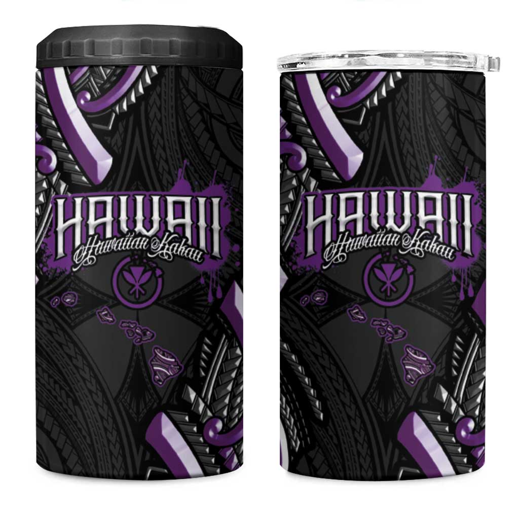 Traditional Art Hawaiian Kakau Tattoos 4 in 1 Can Cooler Tumbler Purple Color LT03 One Size: 16 oz Purple - Polynesian Pride
