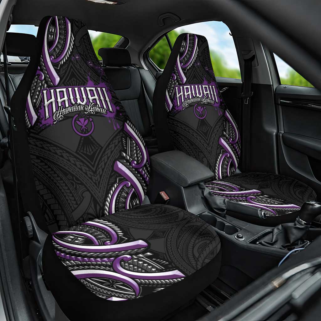 Traditional Art Hawaiian Kakau Tattoos Car Seat Cover Purple Color LT03 One Size Purple - Polynesian Pride