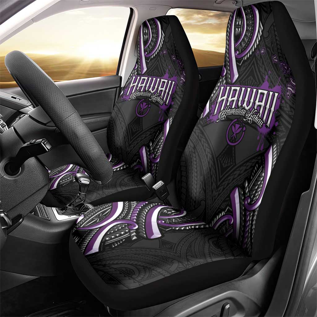 Traditional Art Hawaiian Kakau Tattoos Car Seat Cover Purple Color LT03 - Polynesian Pride