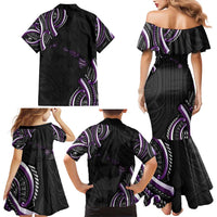 Traditional Art Hawaiian Kakau Tattoos Family Matching Mermaid Dress and Hawaiian Shirt Purple Color LT03 - Polynesian Pride