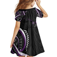 Traditional Art Hawaiian Kakau Tattoos Family Matching Off The Shoulder Long Sleeve Dress and Hawaiian Shirt Purple Color - Polynesian Pride