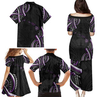 Traditional Art Hawaiian Kakau Tattoos Family Matching Puletasi and Hawaiian Shirt Purple Color LT03 - Polynesian Pride