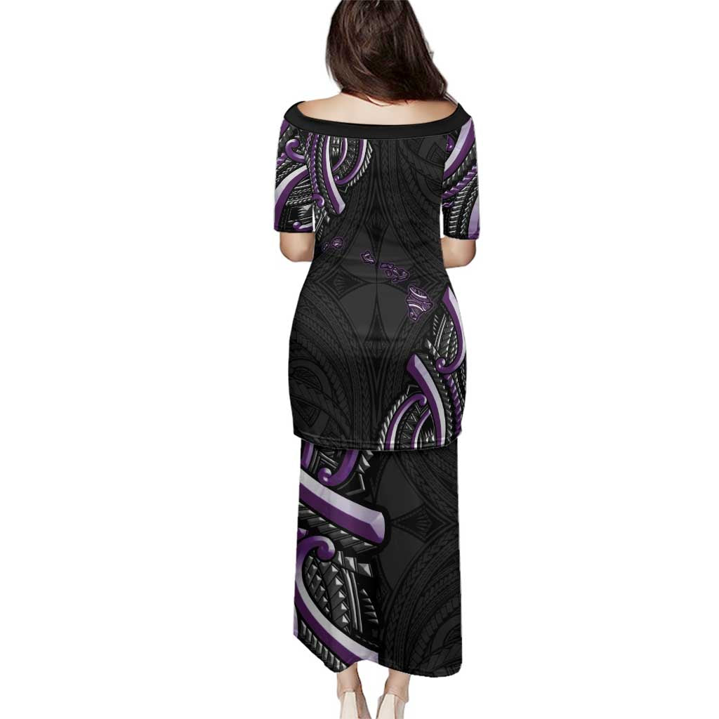 Traditional Art Hawaiian Kakau Tattoos Family Matching Puletasi and Hawaiian Shirt Purple Color LT03 - Polynesian Pride