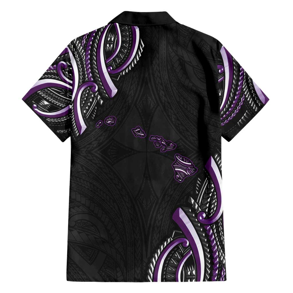 Traditional Art Hawaiian Kakau Tattoos Family Matching Short Sleeve Bodycon Dress and Hawaiian Shirt Purple Color - Polynesian Pride