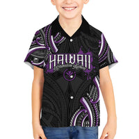Traditional Art Hawaiian Kakau Tattoos Family Matching Tank Maxi Dress and Hawaiian Shirt Purple Color LT03 Son's Shirt Purple - Polynesian Pride