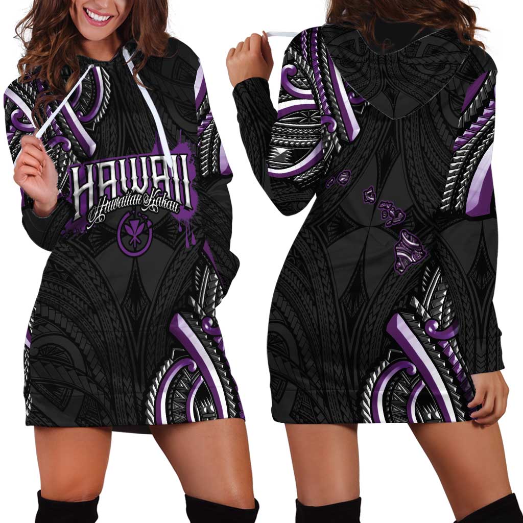 Traditional Art Hawaiian Kakau Tattoos Hoodie Dress Purple Color LT03 - Polynesian Pride