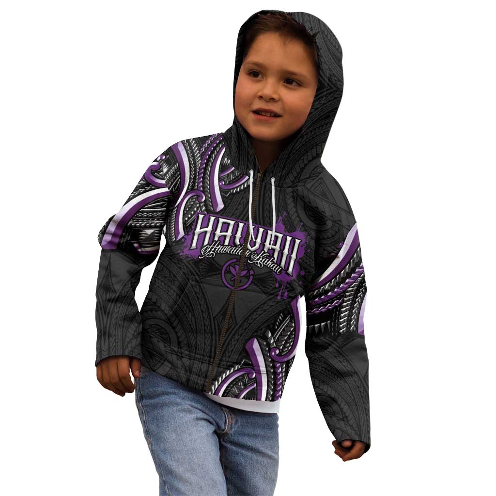 Traditional Art Hawaiian Kakau Tattoos Kid Hoodie Purple Color LT03 - Polynesian Pride