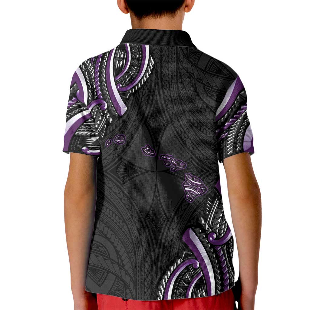 Traditional Art Hawaiian Kakau Tattoos Kid Polo Shirt Purple Color LT03 - Polynesian Pride