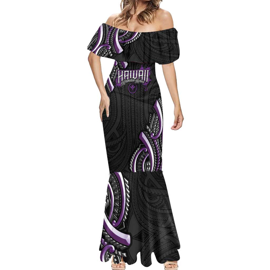 Traditional Art Hawaiian Kakau Tattoos Mermaid Dress Purple Color LT03 - Polynesian Pride