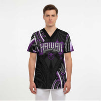 Traditional Art Hawaiian Kakau Tattoos Scrub Top Purple Color - Polynesian Pride