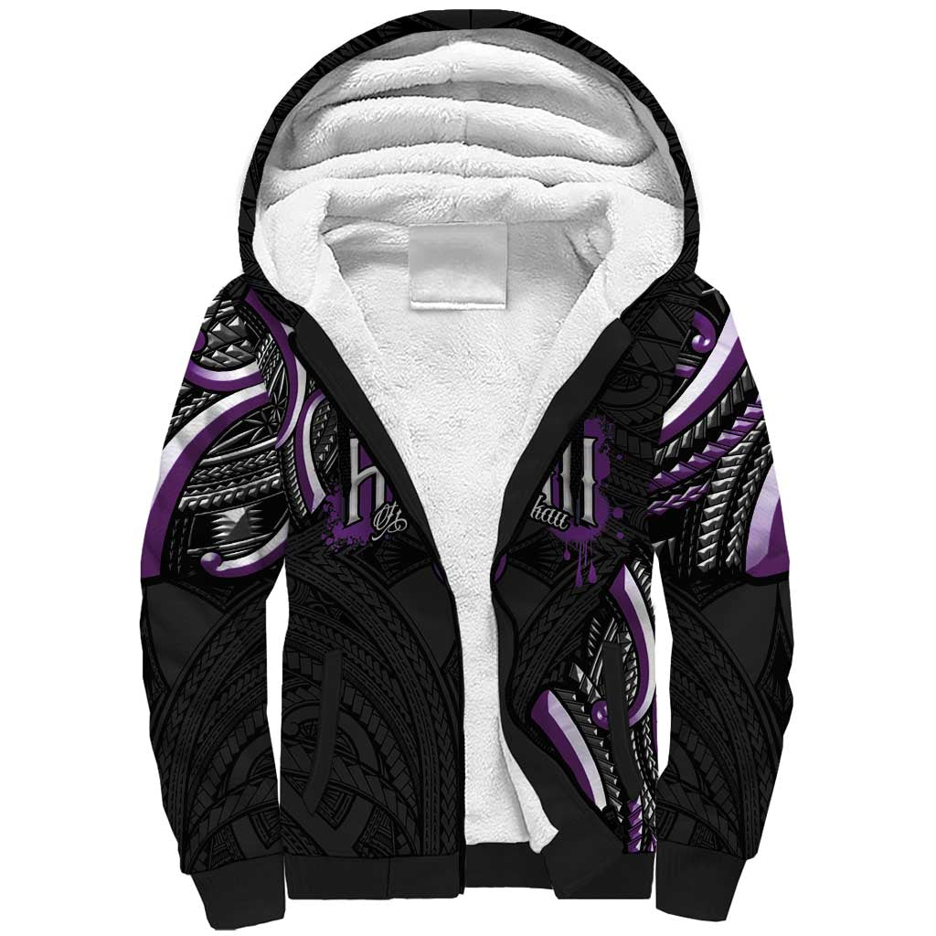 Traditional Art Hawaiian Kakau Tattoos Sherpa Hoodie Purple Color LT03 Unisex Purple - Polynesian Pride