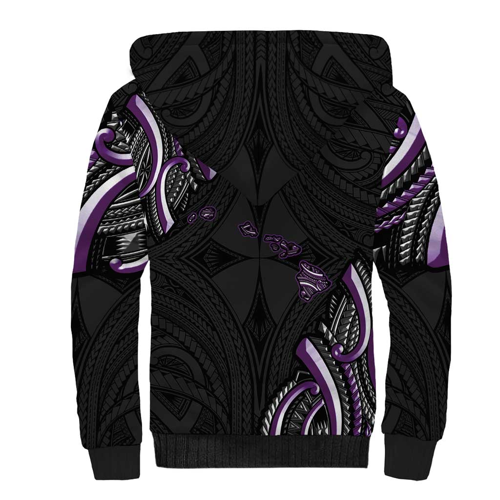 Traditional Art Hawaiian Kakau Tattoos Sherpa Hoodie Purple Color LT03 - Polynesian Pride