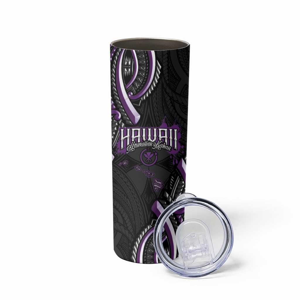 Traditional Art Hawaiian Kakau Tattoos Skinny Tumbler Purple Color LT03 - Polynesian Pride