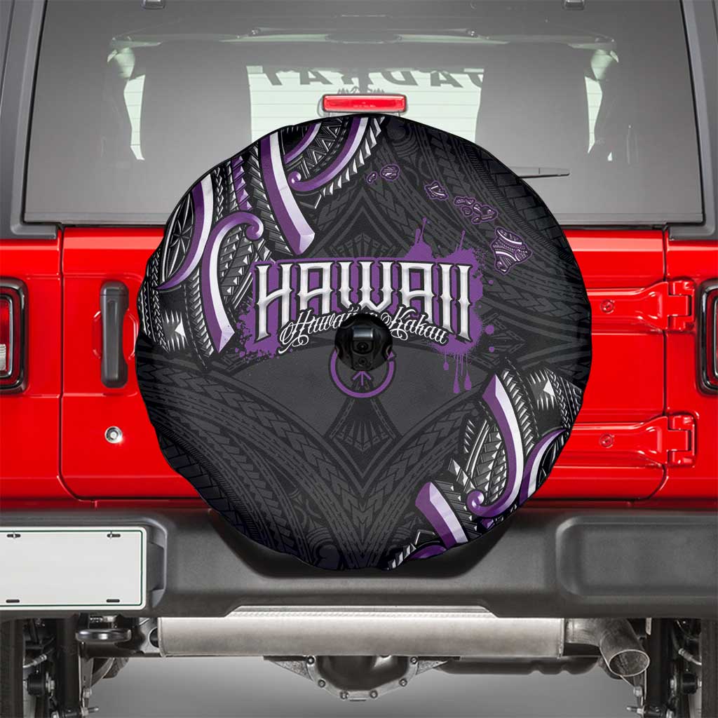 Traditional Art Hawaiian Kakau Tattoos Spare Tire Cover Purple Color LT03 - Polynesian Pride