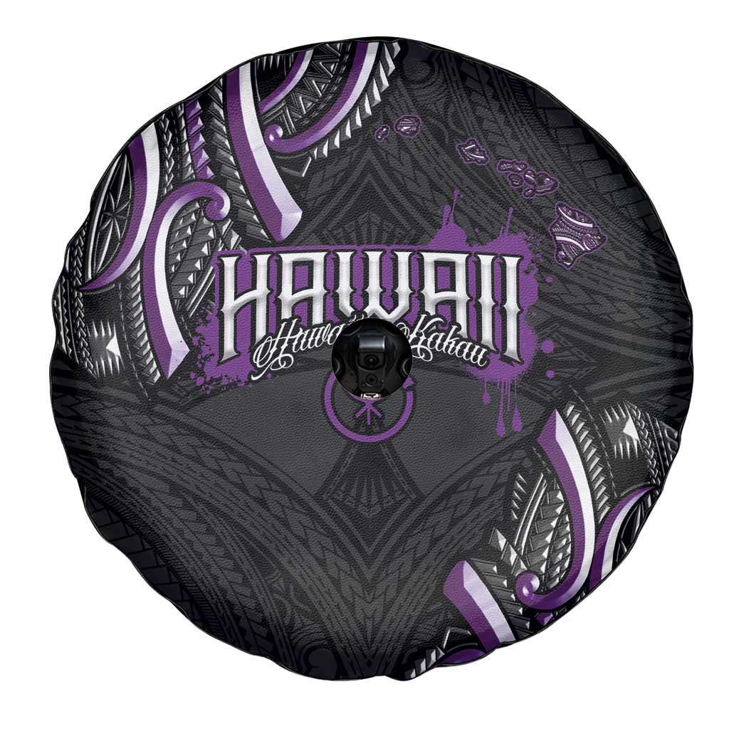 Traditional Art Hawaiian Kakau Tattoos Spare Tire Cover Purple Color LT03 - Polynesian Pride