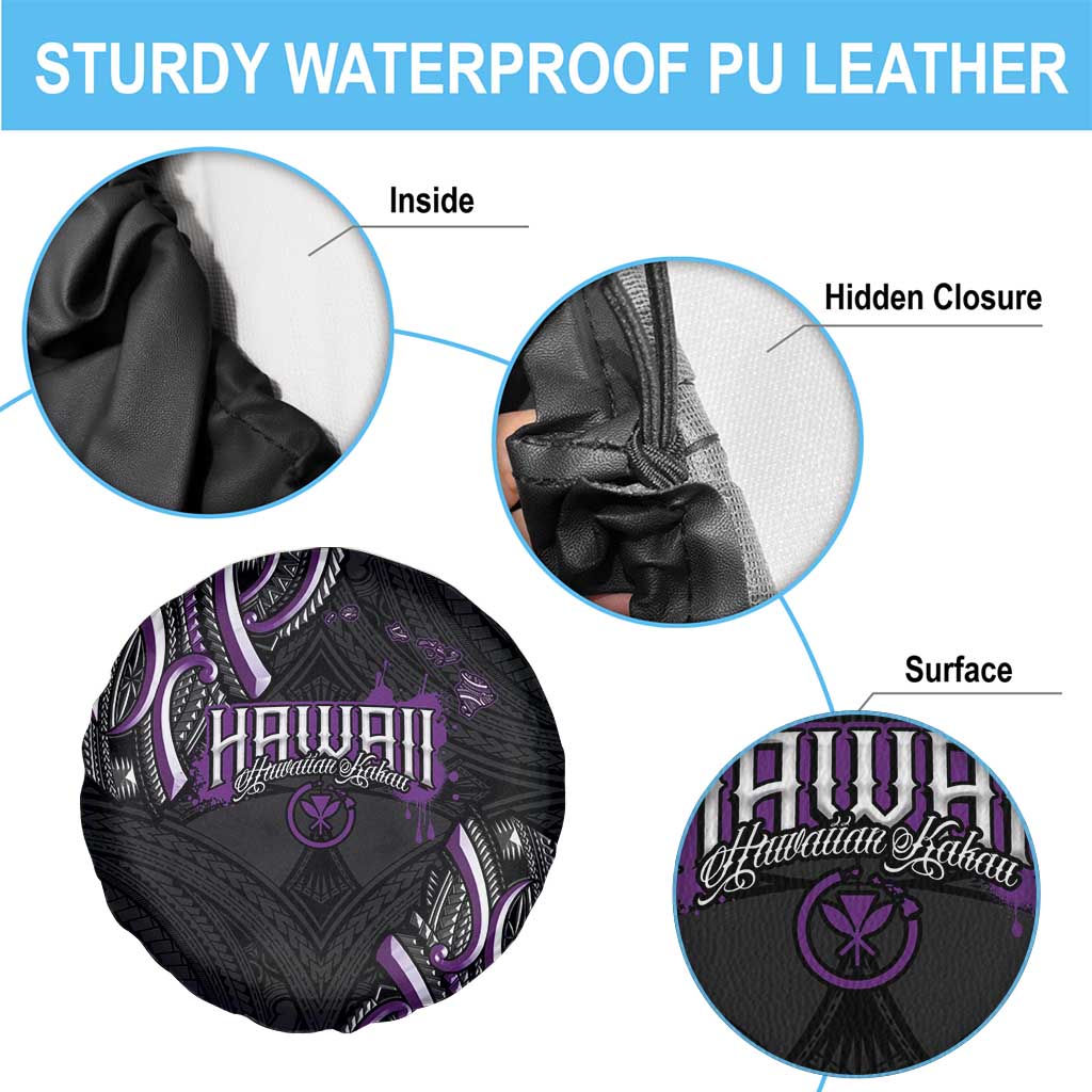 Traditional Art Hawaiian Kakau Tattoos Spare Tire Cover Purple Color LT03 - Polynesian Pride