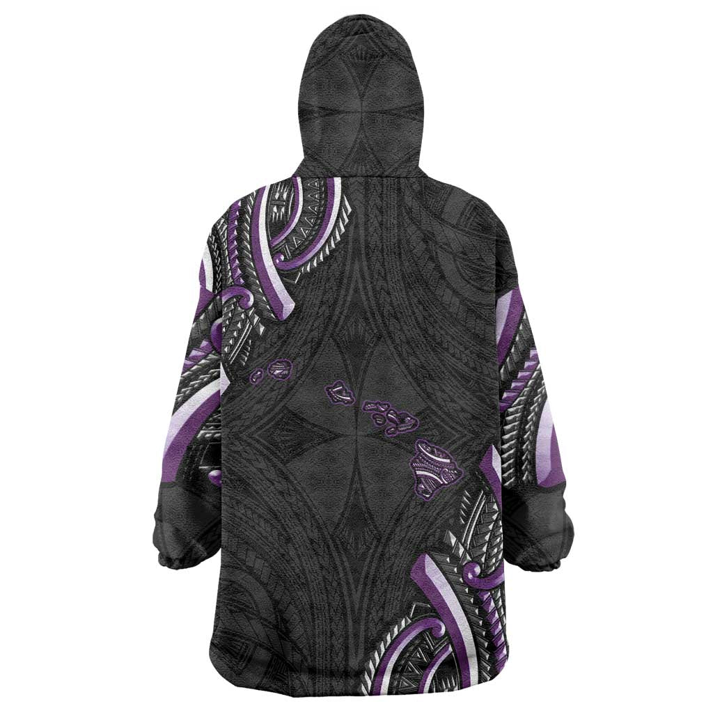 Traditional Art Hawaiian Kakau Tattoos Wearable Blanket Hoodie Purple Color LT03 - Polynesian Pride