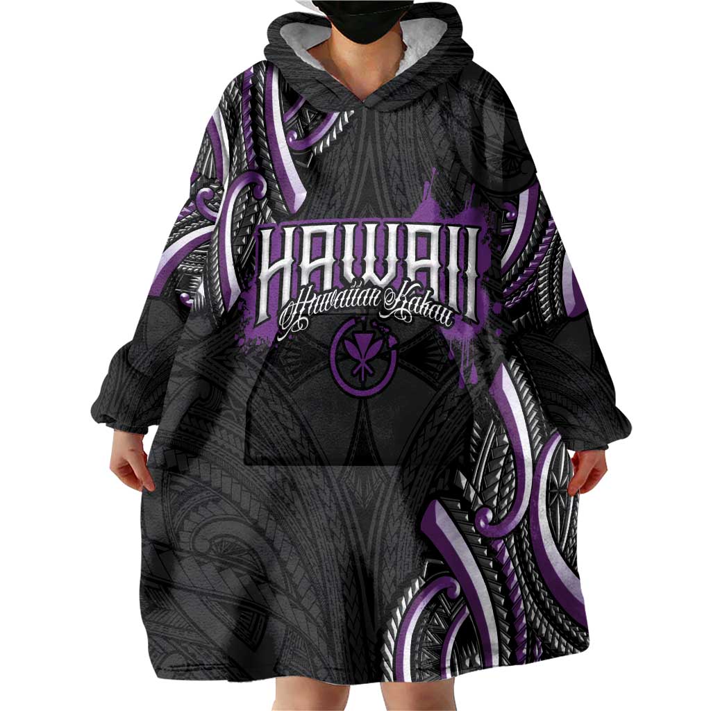 Traditional Art Hawaiian Kakau Tattoos Wearable Blanket Hoodie Purple Color LT03 - Polynesian Pride