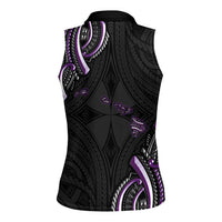 Traditional Art Hawaiian Kakau Tattoos Women Sleeveless Polo Shirt Purple Color LT03 - Polynesian Pride