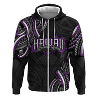 Traditional Art Hawaiian Kakau Tattoos Zip Hoodie Purple Color LT03 Zip Hoodie Purple - Polynesian Pride