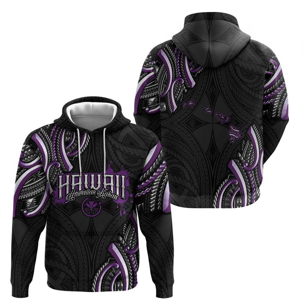 Traditional Art Hawaiian Kakau Tattoos Zip Hoodie Purple Color LT03 - Polynesian Pride