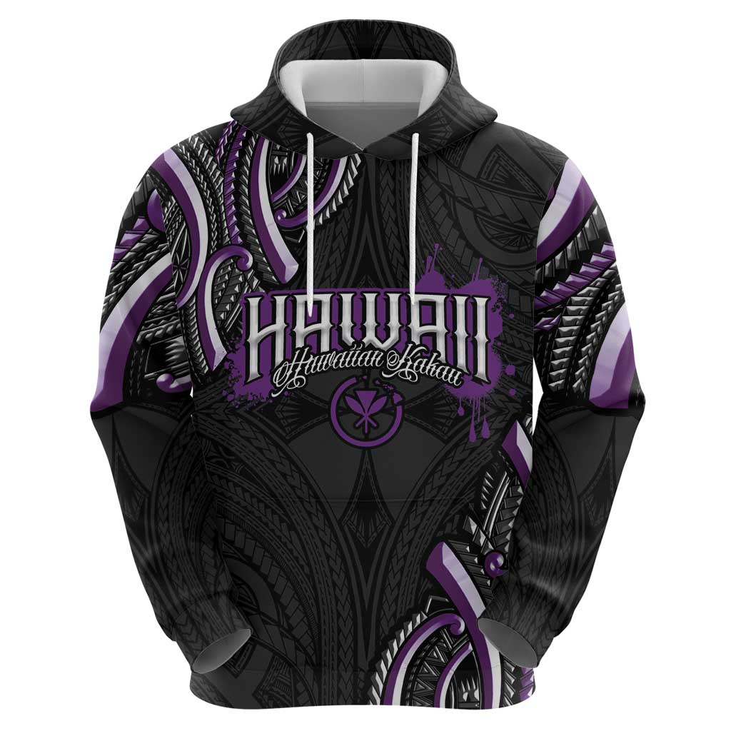 Traditional Art Hawaiian Kakau Tattoos Zip Hoodie Purple Color LT03 - Polynesian Pride