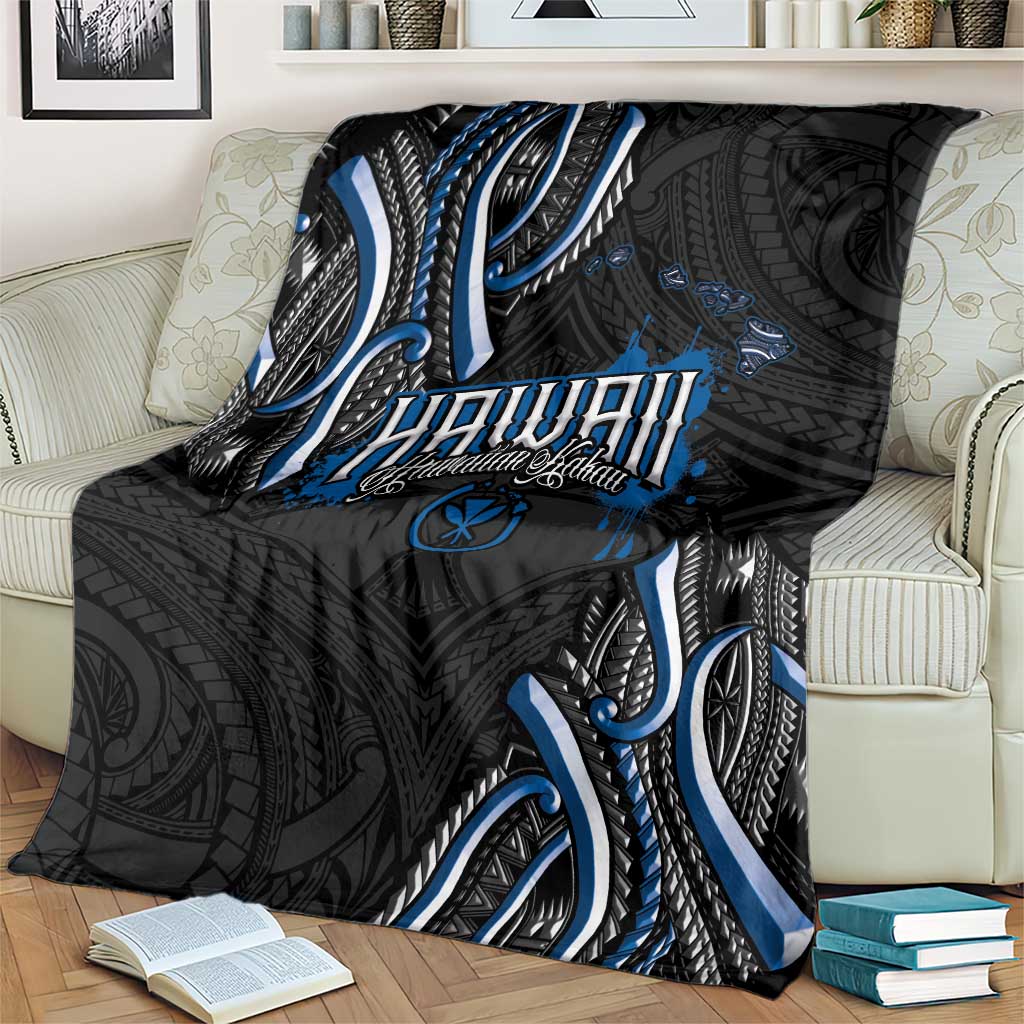 Traditional Art Hawaiian Kakau Tattoos Blanket Blue Color - Polynesian Pride