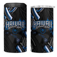 Traditional Art Hawaiian Kakau Tattoos 4 in 1 Can Cooler Tumbler Blue Color LT03 One Size: 16 oz Blue - Polynesian Pride