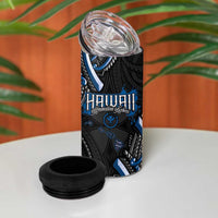 Traditional Art Hawaiian Kakau Tattoos 4 in 1 Can Cooler Tumbler Blue Color LT03 - Polynesian Pride