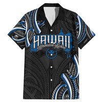 Traditional Art Hawaiian Kakau Tattoos Family Matching Mermaid Dress and Hawaiian Shirt Blue Color LT03 Dad's Shirt - Short Sleeve Blue - Polynesian Pride