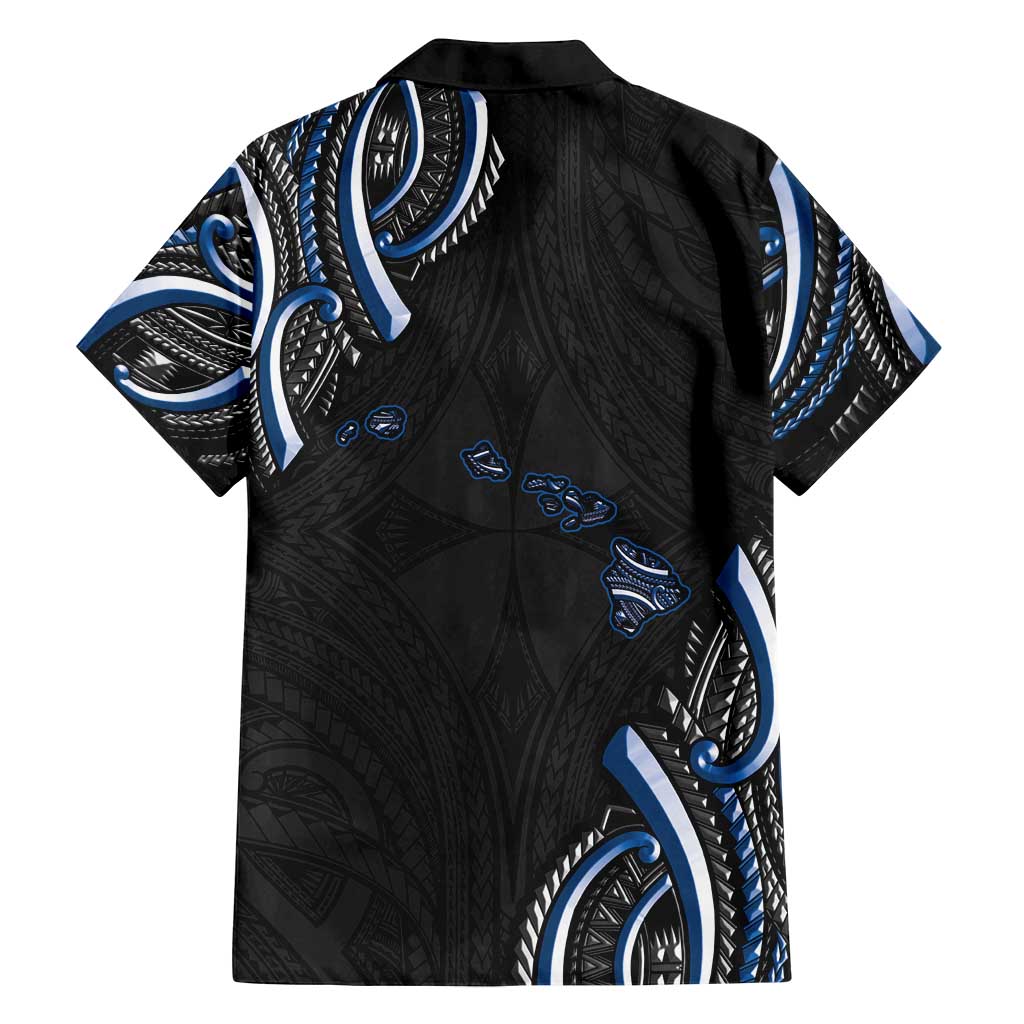 Traditional Art Hawaiian Kakau Tattoos Family Matching Off Shoulder Maxi Dress and Hawaiian Shirt Blue Color LT03 - Polynesian Pride