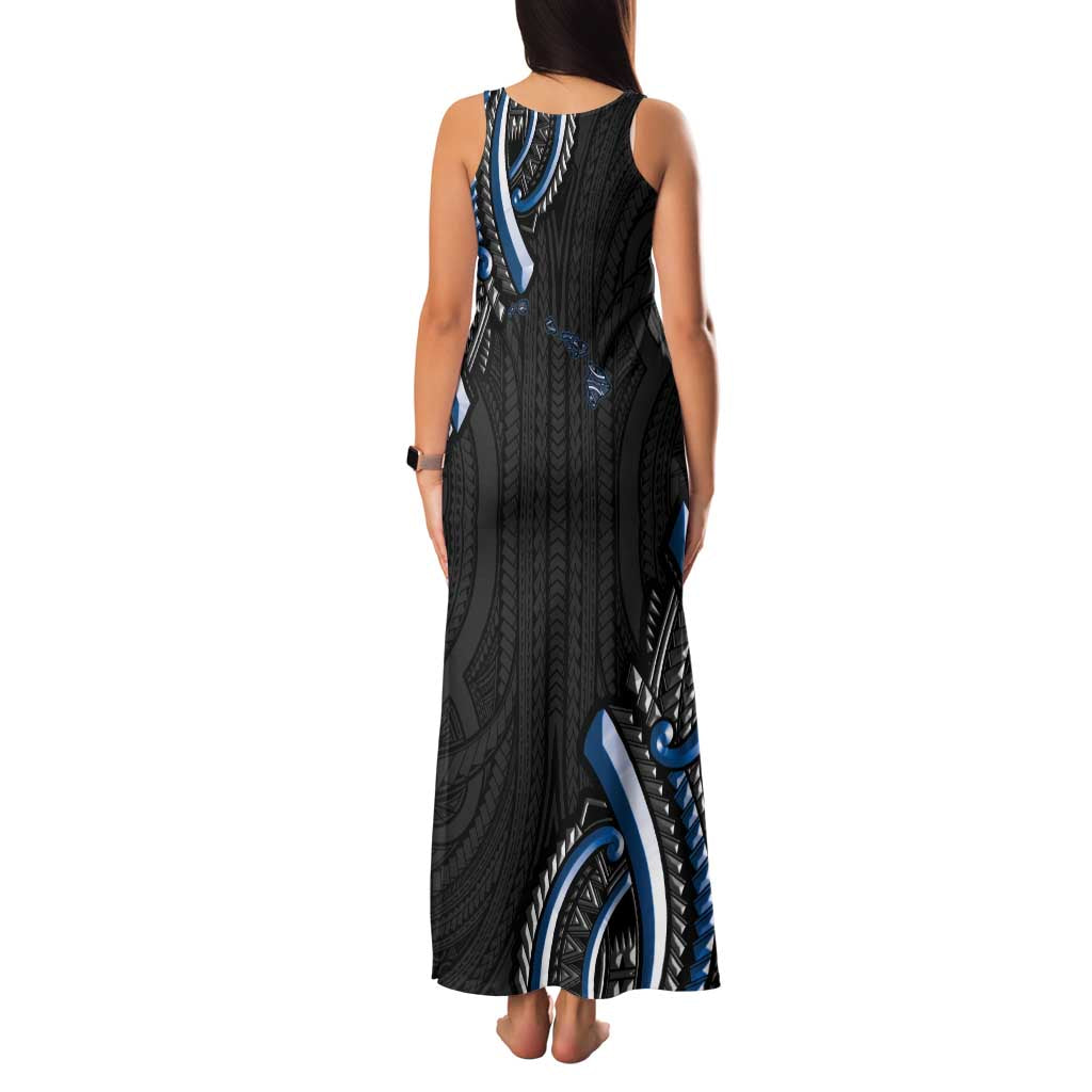 Traditional Art Hawaiian Kakau Tattoos Family Matching Tank Maxi Dress and Hawaiian Shirt Blue Color LT03 - Polynesian Pride