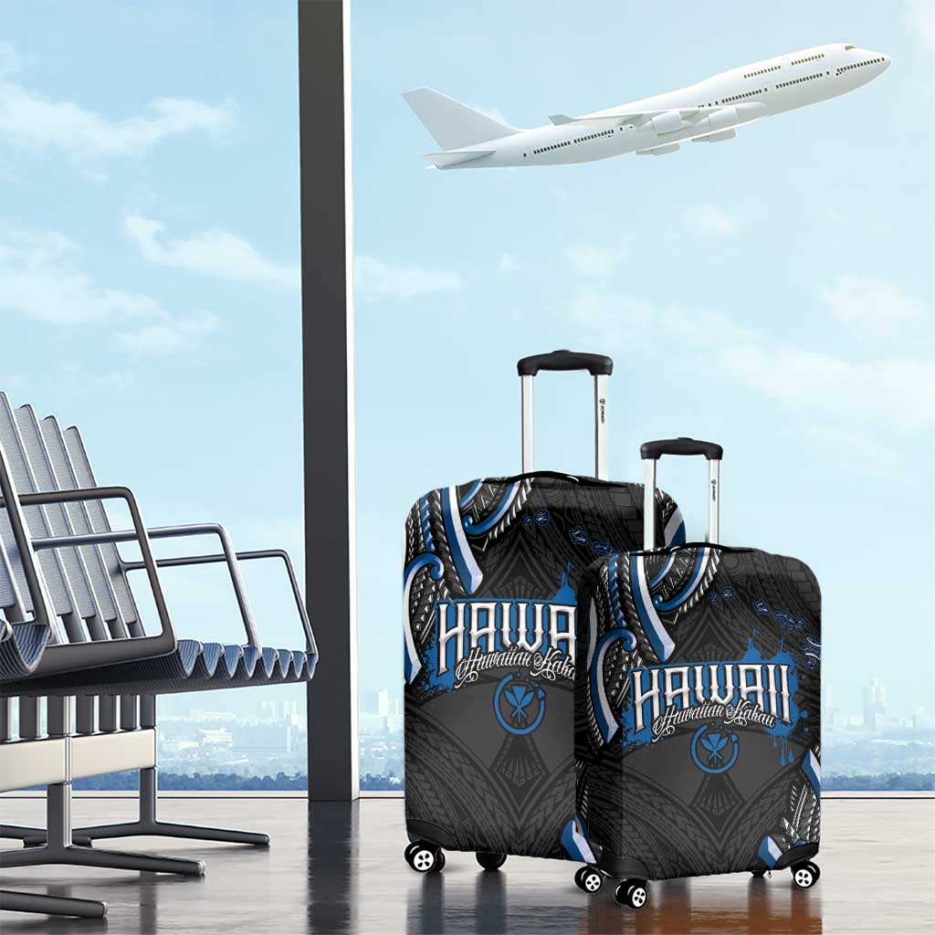 Traditional Art Hawaiian Kakau Tattoos Luggage Cover Blue Color - Polynesian Pride