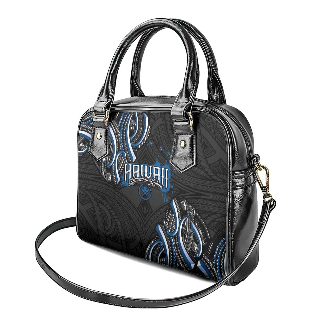 Traditional Art Hawaiian Kakau Tattoos Shoulder Handbag Blue Color - Polynesian Pride