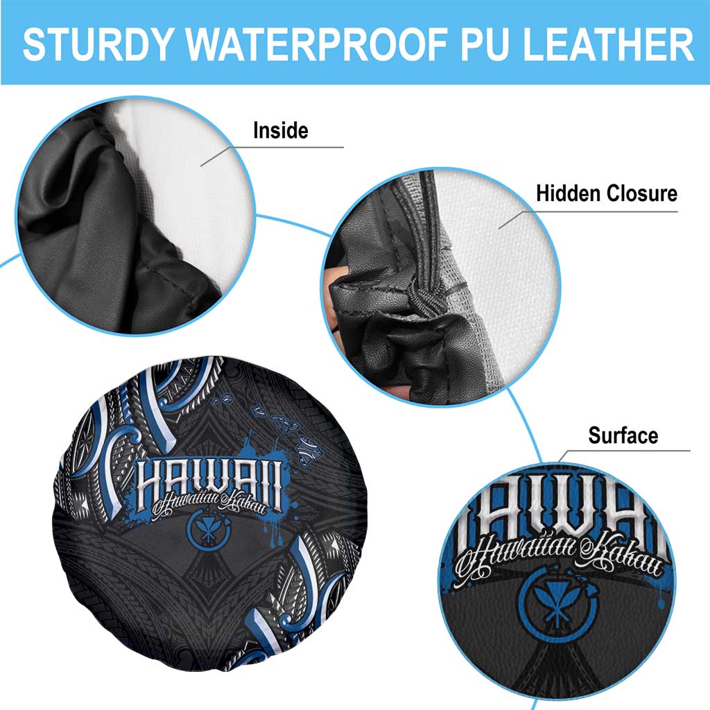 Traditional Art Hawaiian Kakau Tattoos Spare Tire Cover Blue Color - Polynesian Pride