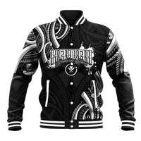 Traditional Art Hawaiian Kakau Tattoos Baseball Jacket White - Polynesian Pride