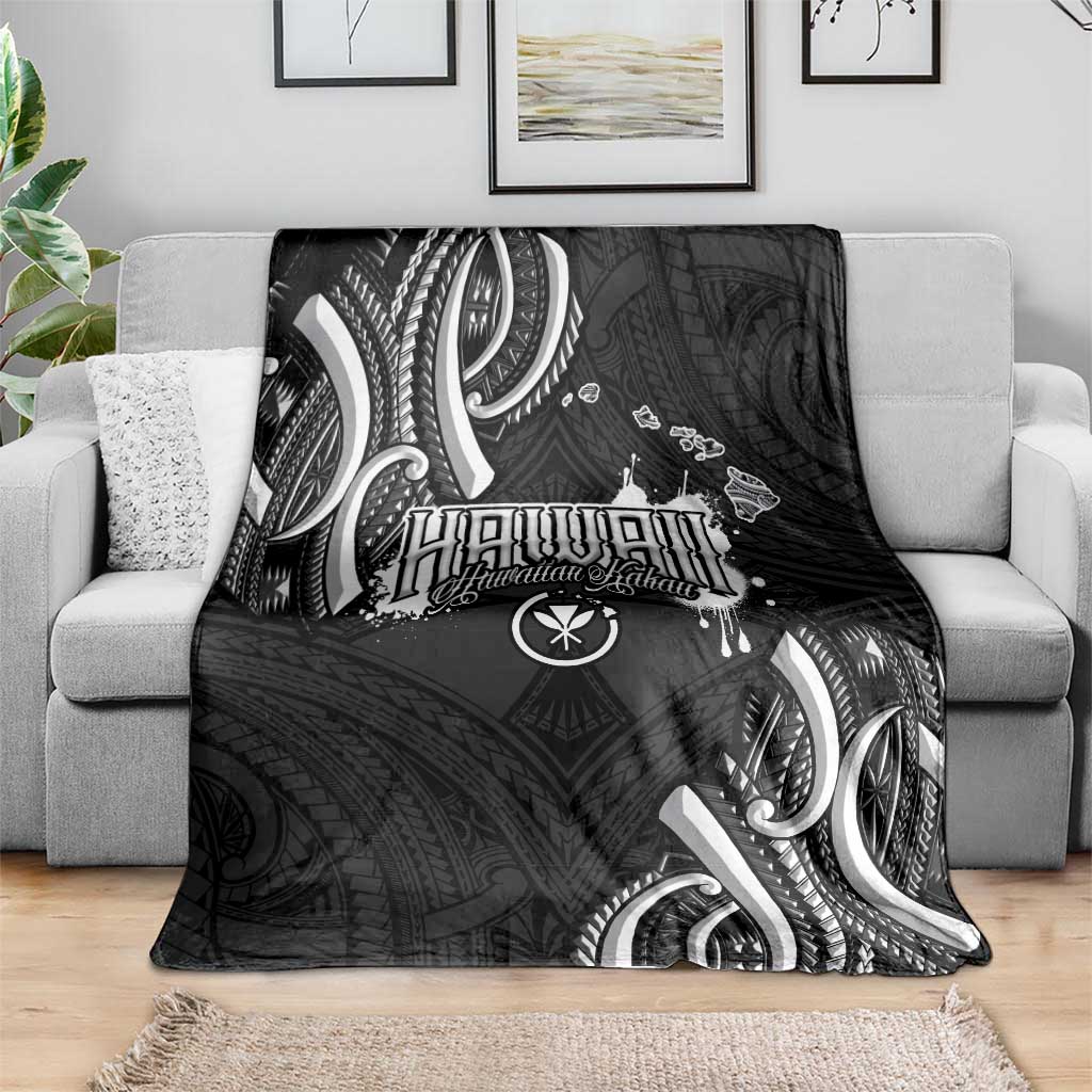 Traditional Art Hawaiian Kakau Tattoos Blanket White - Polynesian Pride