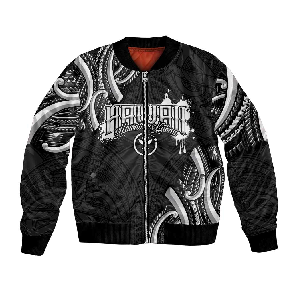 Traditional Art Hawaiian Kakau Tattoos Bomber Jacket White - Polynesian Pride