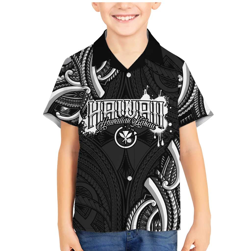 Traditional Art Hawaiian Kakau Tattoos Family Matching Mermaid Dress and Hawaiian Shirt White LT03 Son's Shirt White - Polynesian Pride