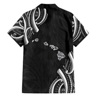Traditional Art Hawaiian Kakau Tattoos Family Matching Off The Shoulder Long Sleeve Dress and Hawaiian Shirt White - Polynesian Pride