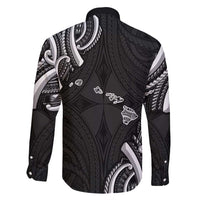 Traditional Art Hawaiian Kakau Tattoos Family Matching Off Shoulder Short Dress and Hawaiian Shirt White LT03 - Polynesian Pride