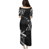 Traditional Art Hawaiian Kakau Tattoos Family Matching Puletasi and Hawaiian Shirt White LT03 - Polynesian Pride