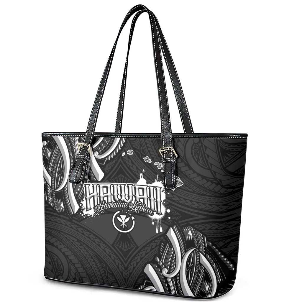Traditional Art Hawaiian Kakau Tattoos Leather Tote Bag White - Polynesian Pride