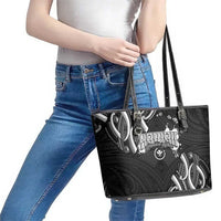 Traditional Art Hawaiian Kakau Tattoos Leather Tote Bag White - Polynesian Pride