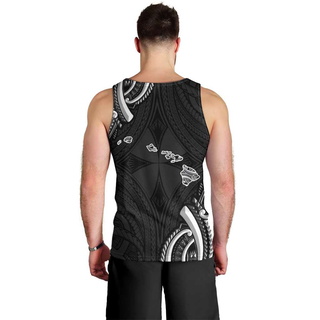 Traditional Art Hawaiian Kakau Tattoos Men Tank Top White - Polynesian Pride