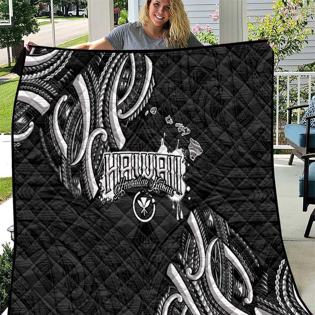 Traditional Art Hawaiian Kakau Tattoos Quilt White - Polynesian Pride