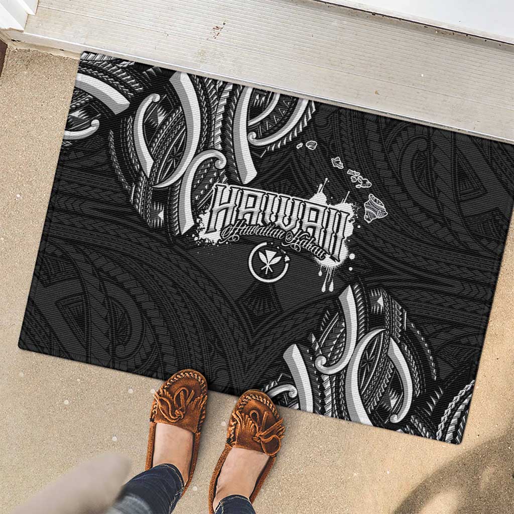 Traditional Art Hawaiian Kakau Tattoos Rubber Doormat White - Polynesian Pride