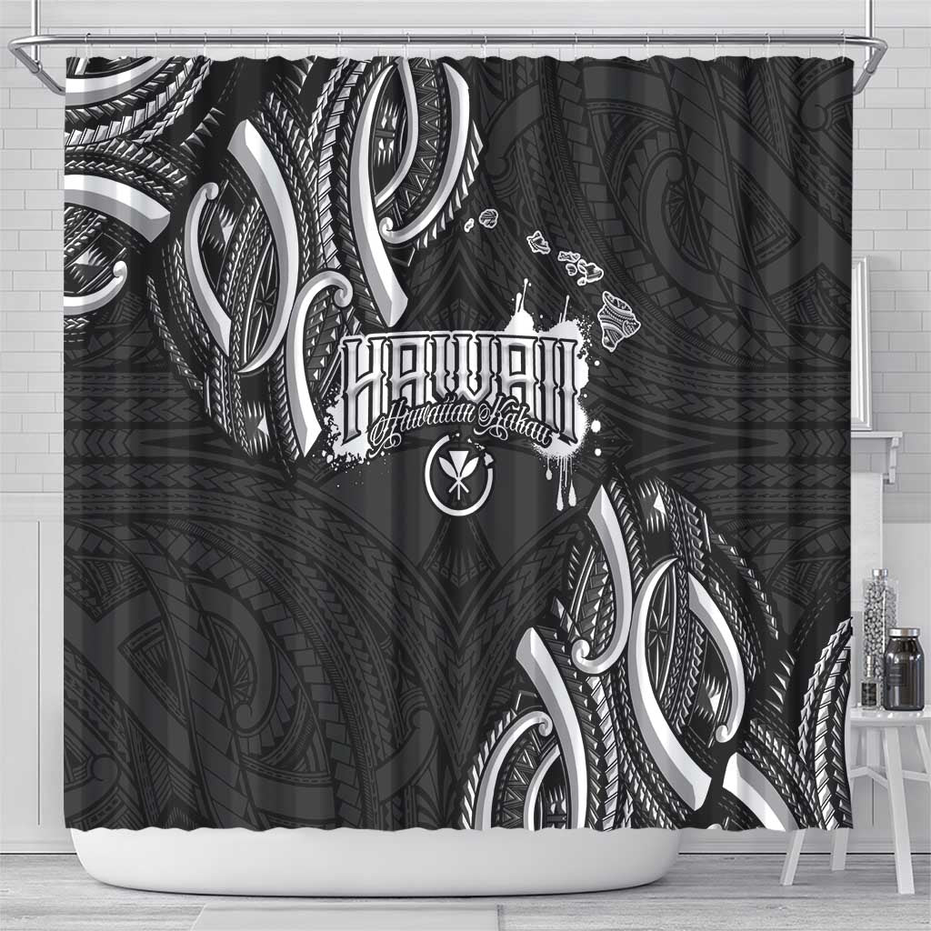 Traditional Art Hawaiian Kakau Tattoos Shower Curtain White - Polynesian Pride